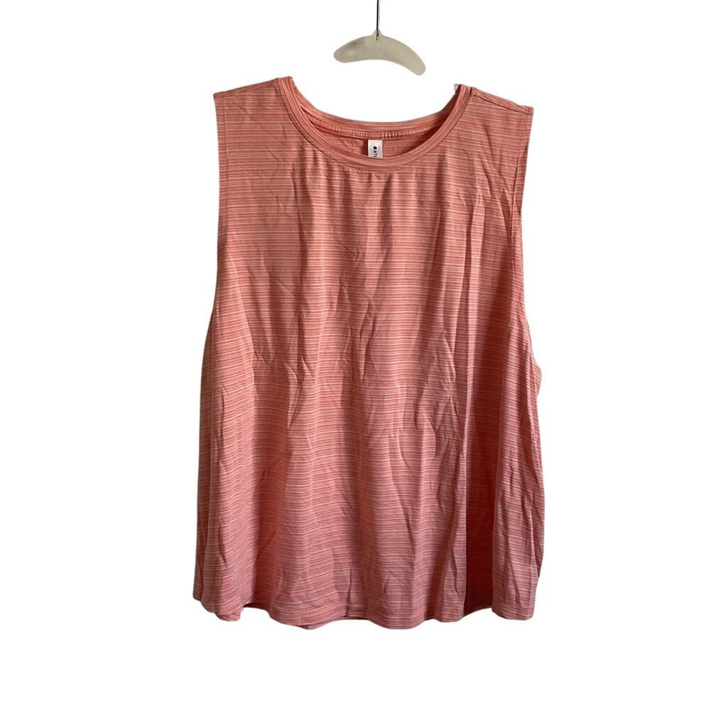 Athleta Orange and White Striped Muscle Tank - Size 2X